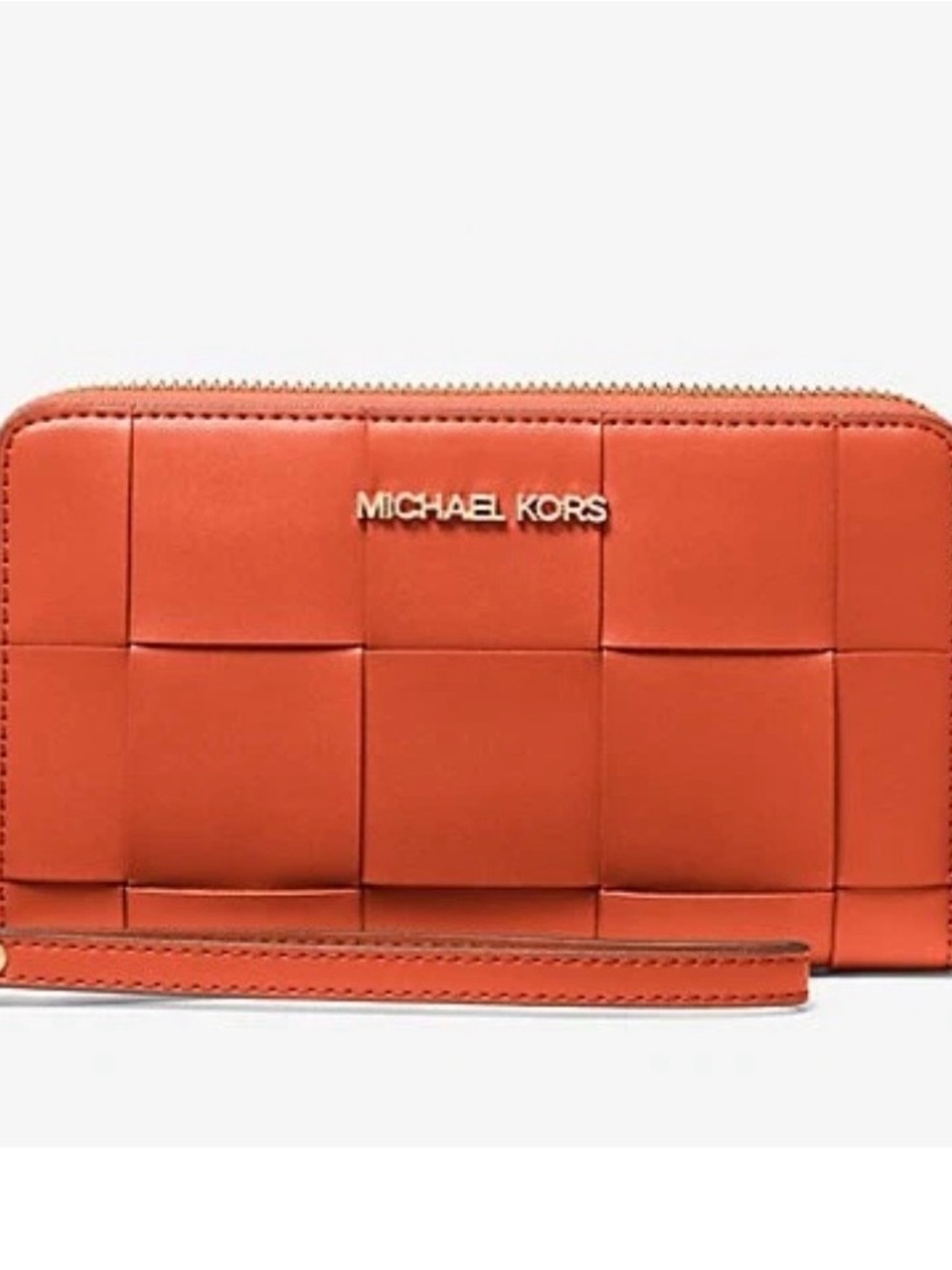 Michael Kors Bright Orange Zip Wallet with Gold Hardware